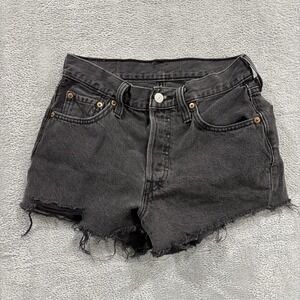 Levi's 501 XX Denim Shorts Women 25W Jorts Black Jean Y2K Distressed Vtg Beach